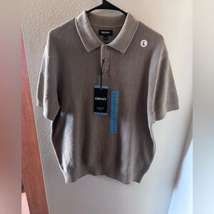 DKNY Men's Brown Polo Sweater